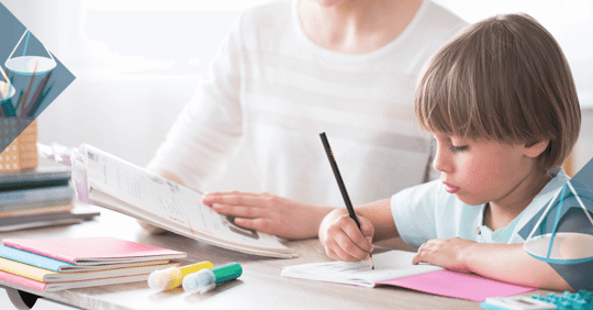 mom and child doing homework